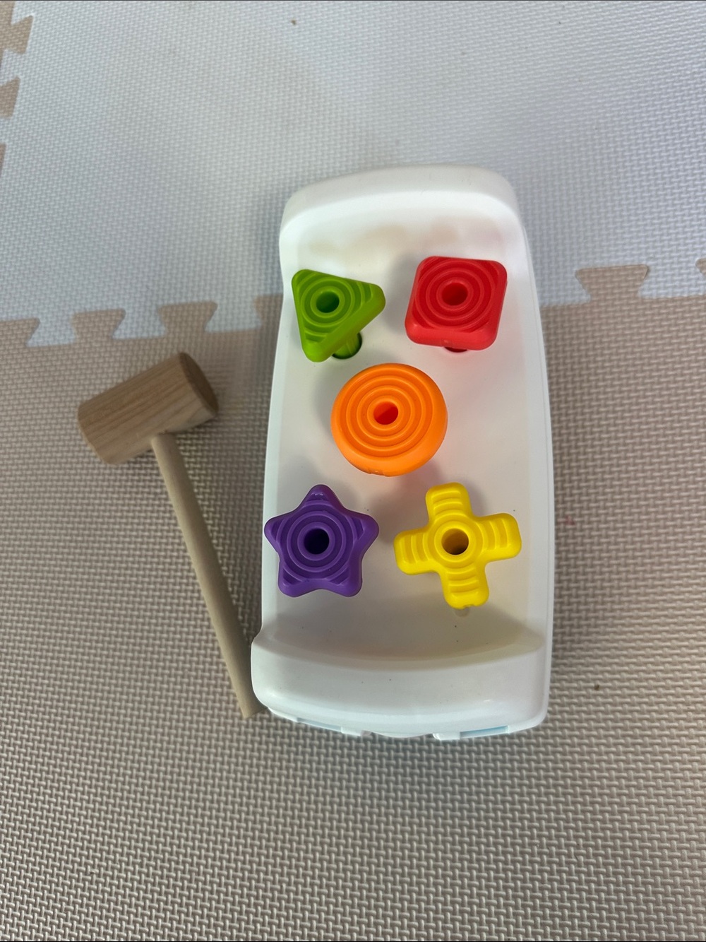 Wooden Hammering Toy with Colorful Shape Pegs - fisher price